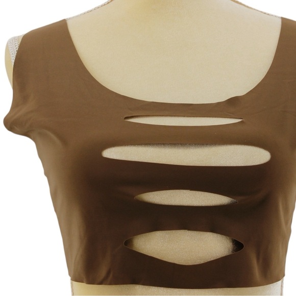 NEW Forplay Brown Cutout Rave Festival Special Occasion Bra Crop Top Size‎ XL - Picture 3 of 8